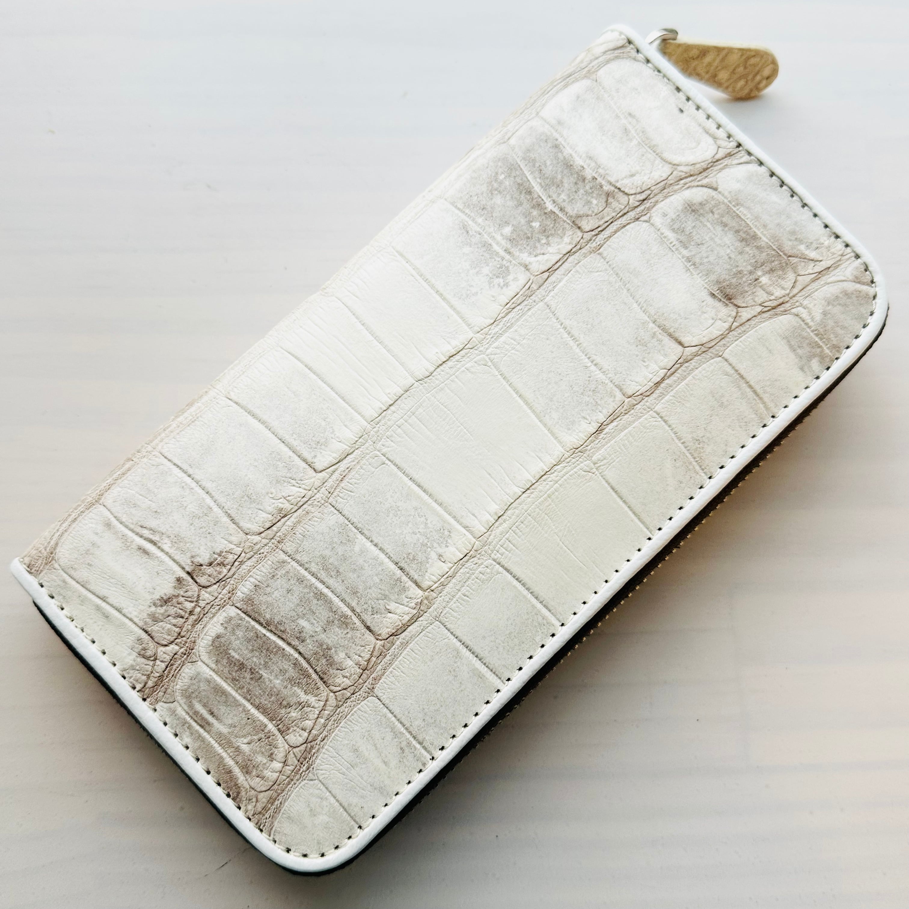 新品】最高峰ヒマラヤクロコダイルの長財布 #3 ホワイトブラウン白 