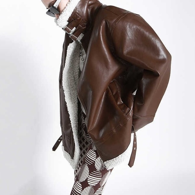 【TR1151】Imitation Leather Jacket