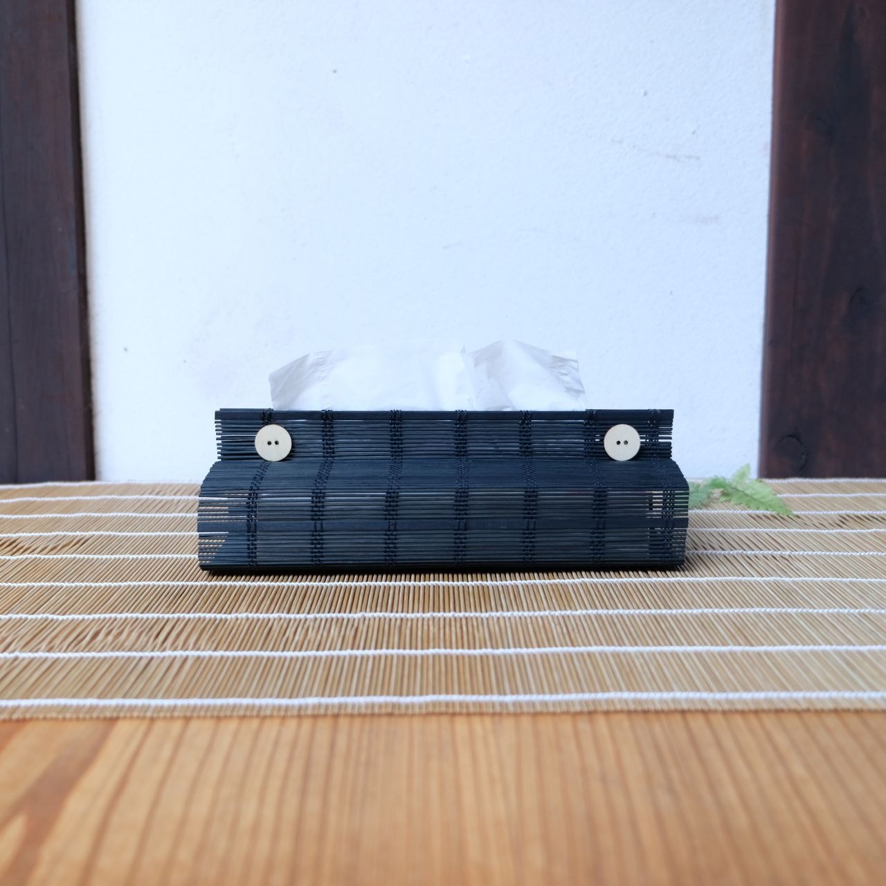 【すだれティッシュケース】 格子 BK