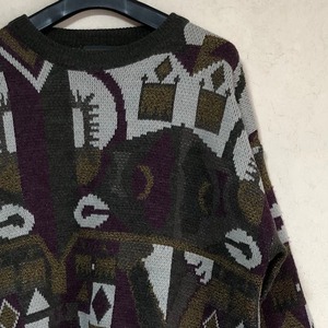 【XLサイズ】90's J.T.BECKETT マルチカラーマルチ柄 古着ニットセーター