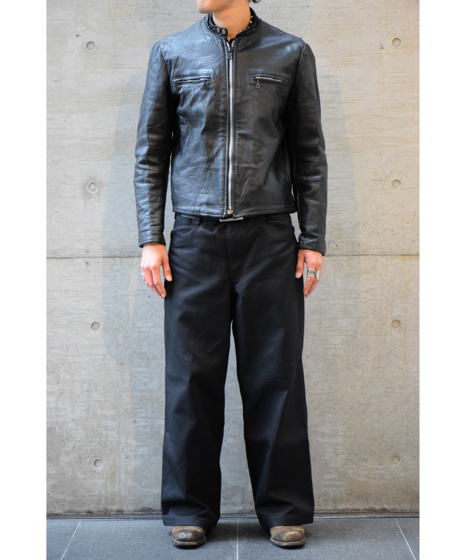 70's GENUINE LEATHER レザージャケット メンズ 40 ブラック