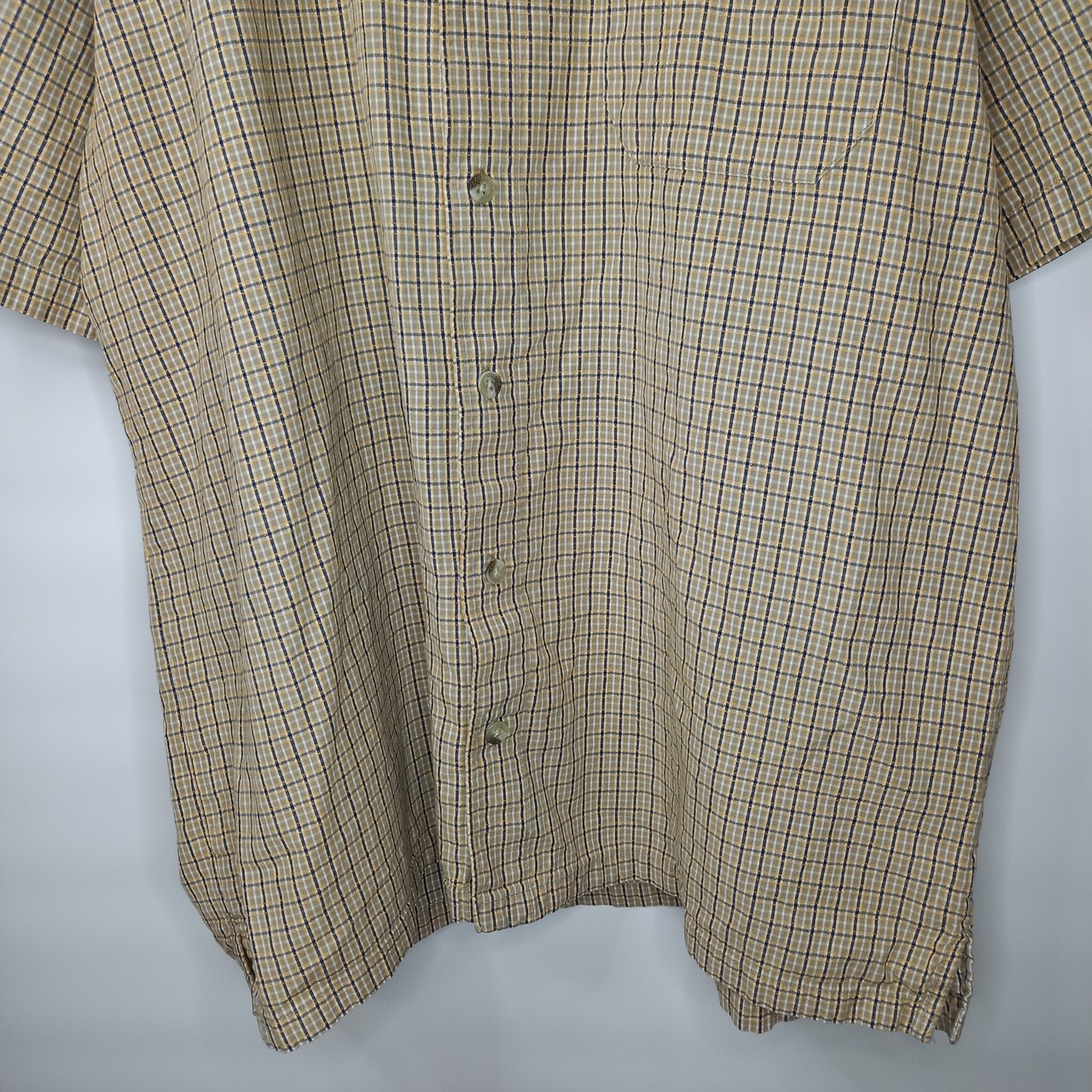 コロンビア　インド綿　S/Sシャツ　チェック　オーバーサイズ　カーキ　XL
