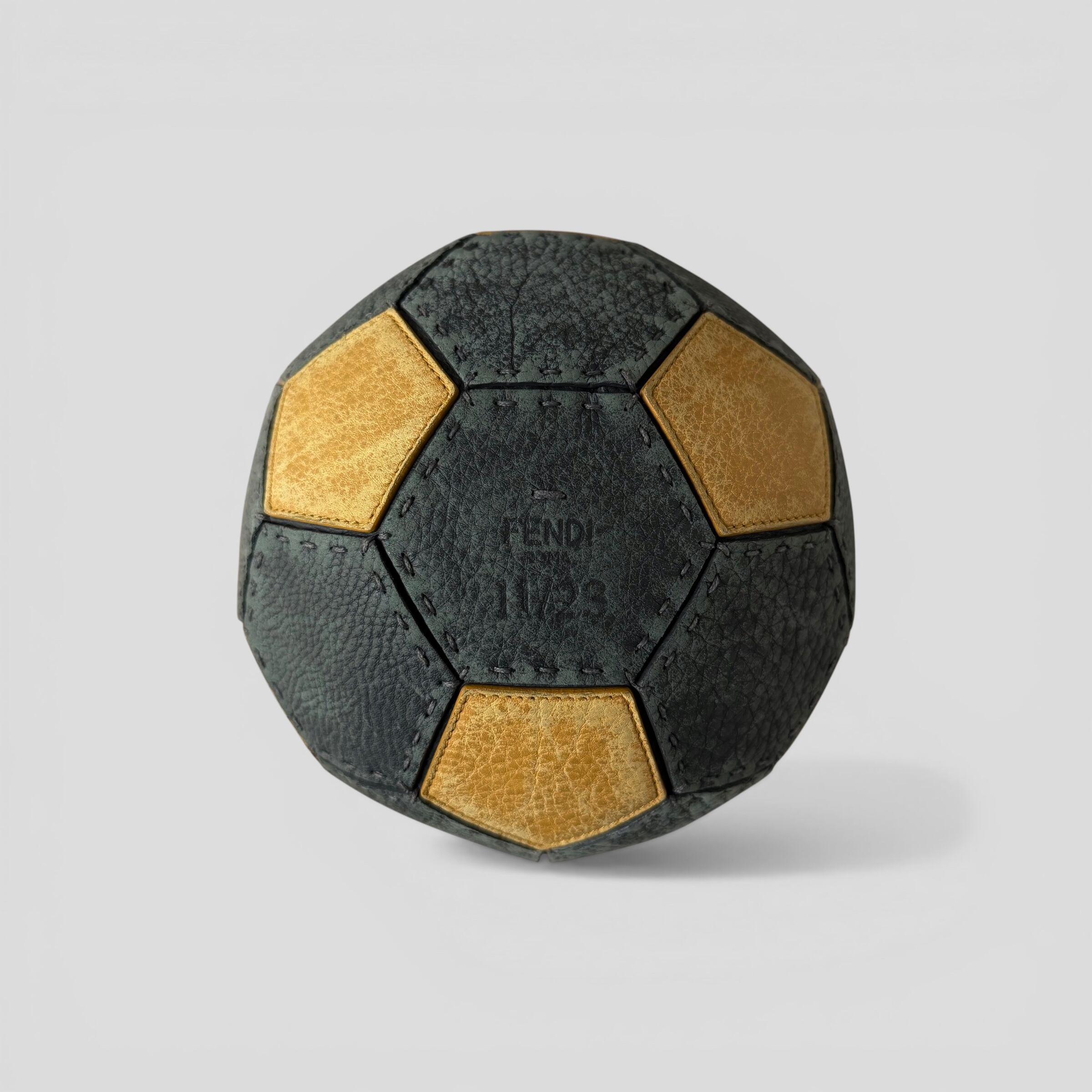 FENDI Selleria Soccer Ball 11/23 Leather Gray Yellow | BRAND