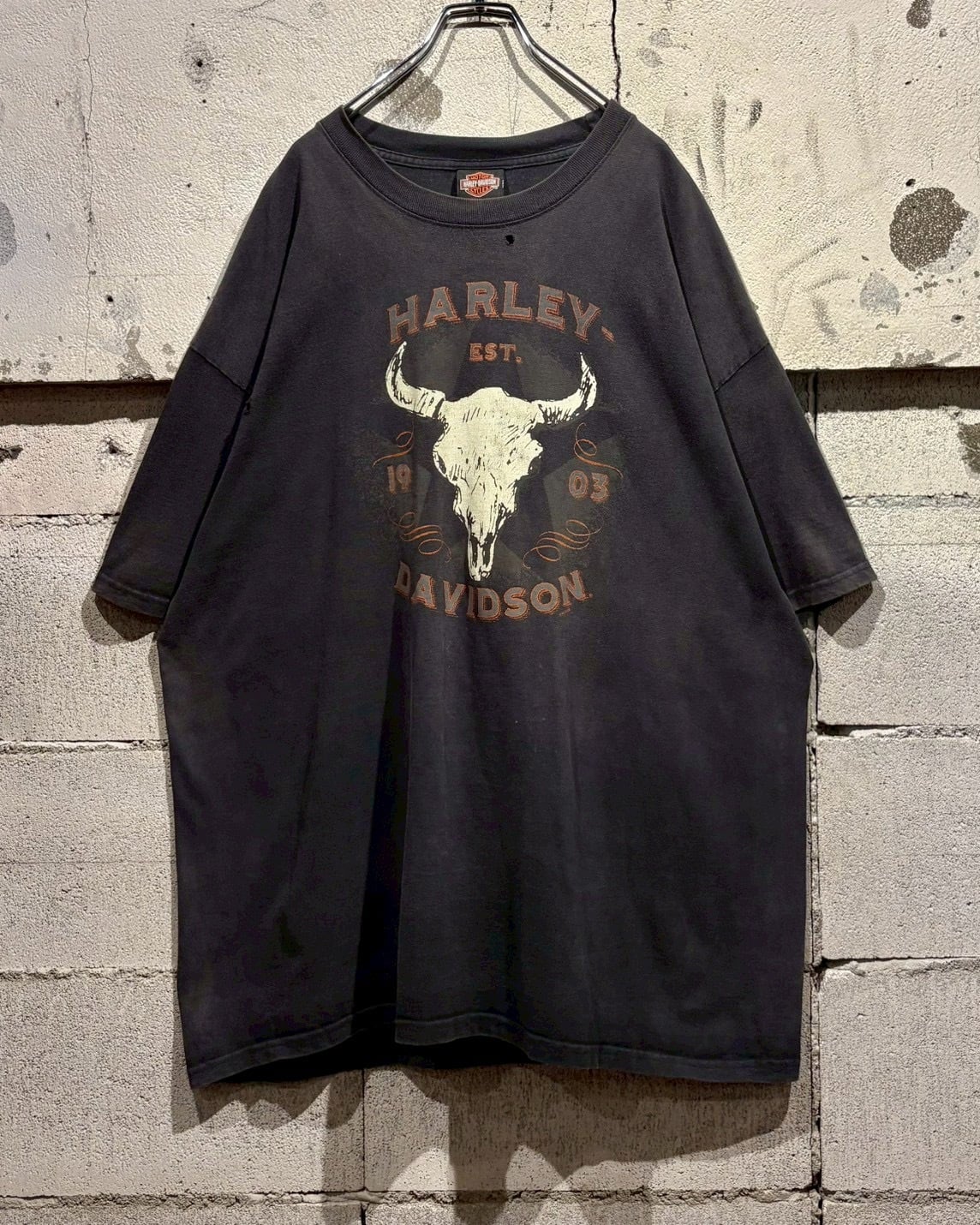 Caka otto】 00's “Harley-Davidson” Super Fade Loose T-Shirt | Caka