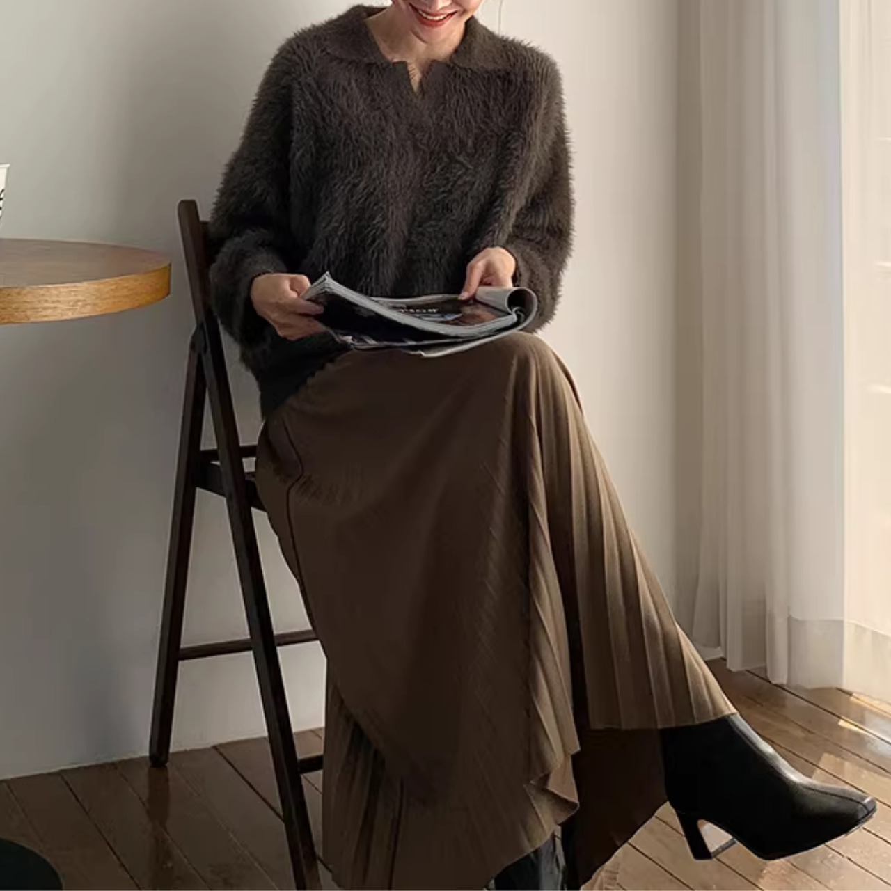 プリーツ Aライン  ロング スカート 00085・画像4