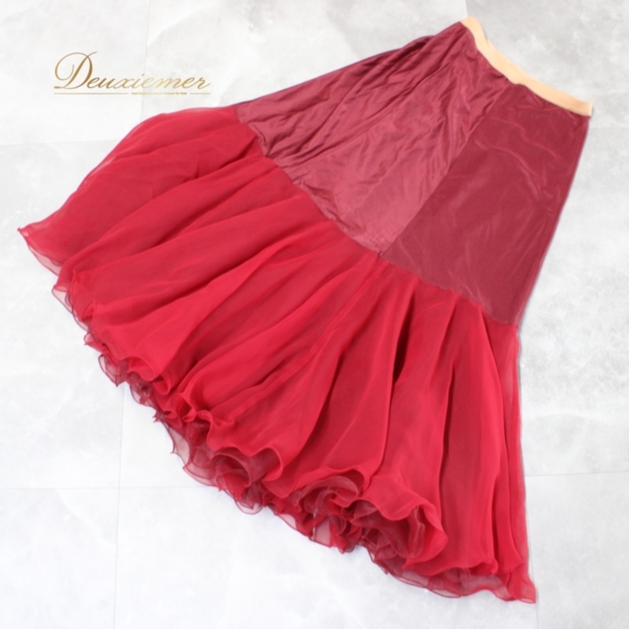 社交ダンス 衣装 スタンダード スカート  パニエ ペチコート レッスンウェア レディース レッド系 赤 ボルドー 無地 差し色 練習着 上品 深みのある 濃いレッド お手持ち スカート ドレス プラスワン 伸縮性 ウエストゴム おしゃれ フェミニン 演出用 衣装替え レッスン用 パーティー ロングスカート シルエット