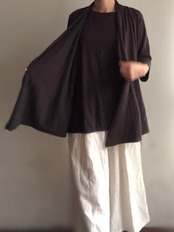 A HOPE HEMP Gatheredカーディガン 3/4 スリーブ