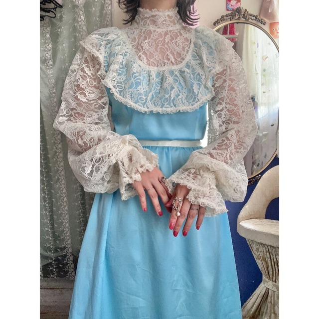 high neck lace dress
