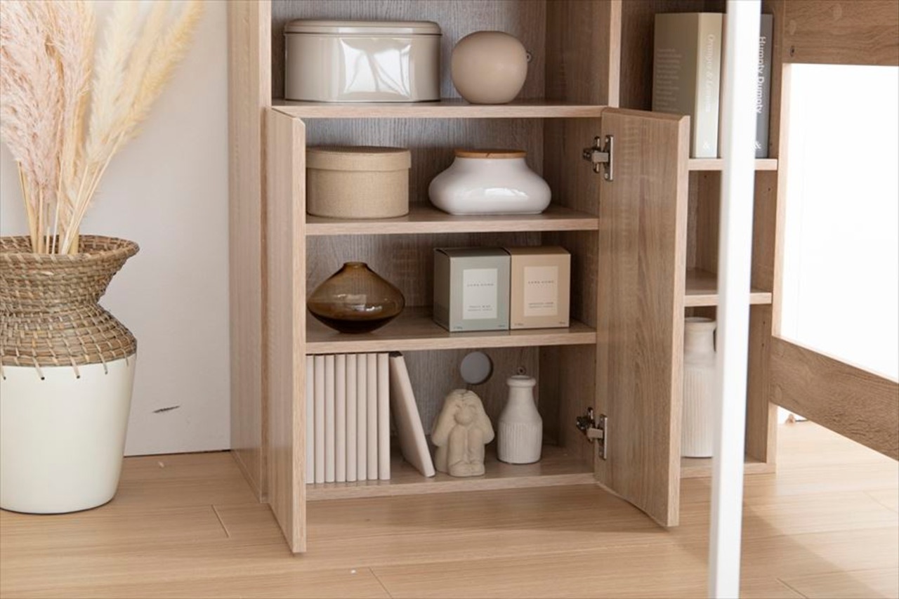 【幅120cm】Fine L字収納・棚付きデスク