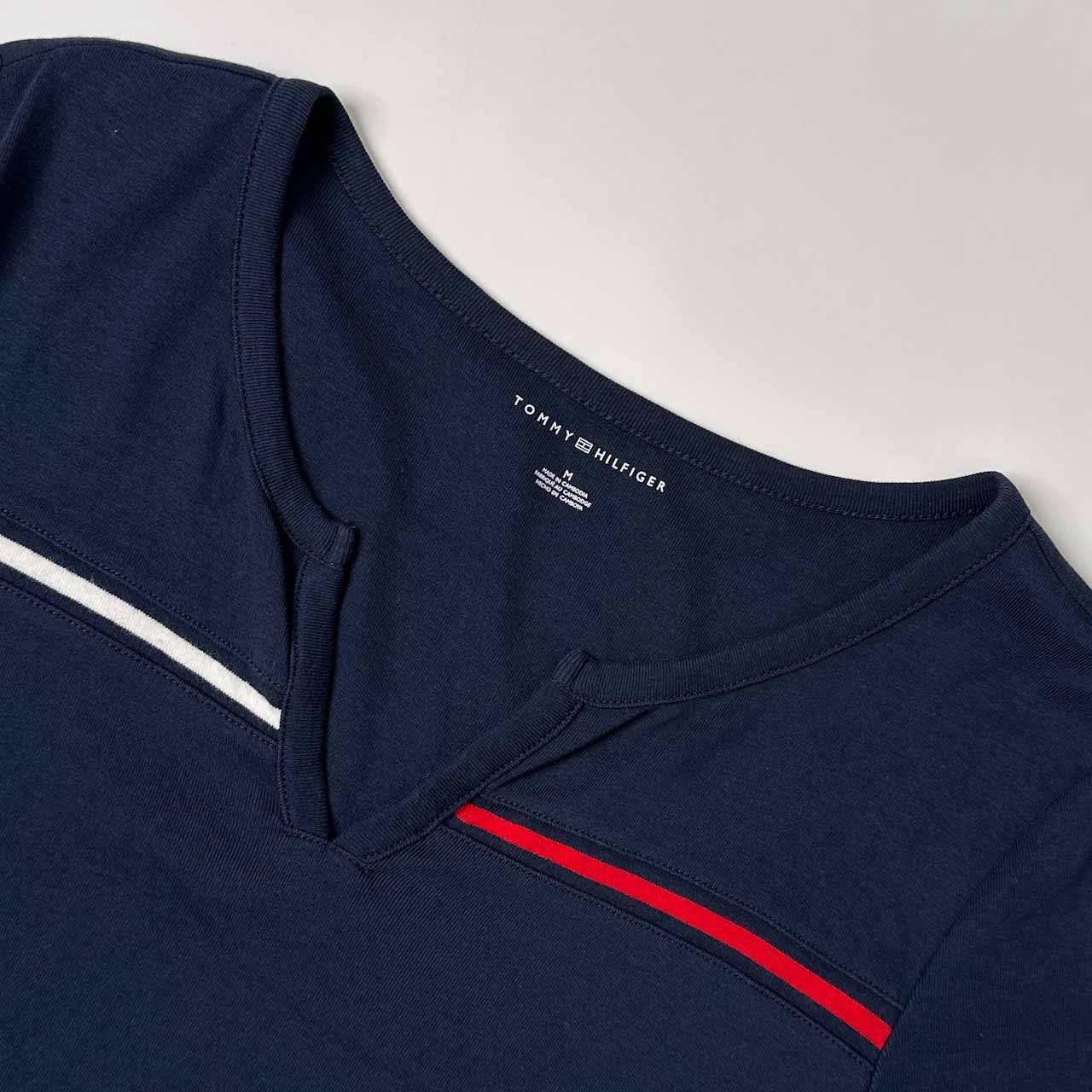 TOMMY HILFIGER トミーヒルフィガー スキッパー 半袖 Tシャツ カットソー M/ネイビー レディース