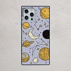 受注生産 iPhoneケース ラベンダー背景の月と惑星柄｜天体モチーフ STAR067B