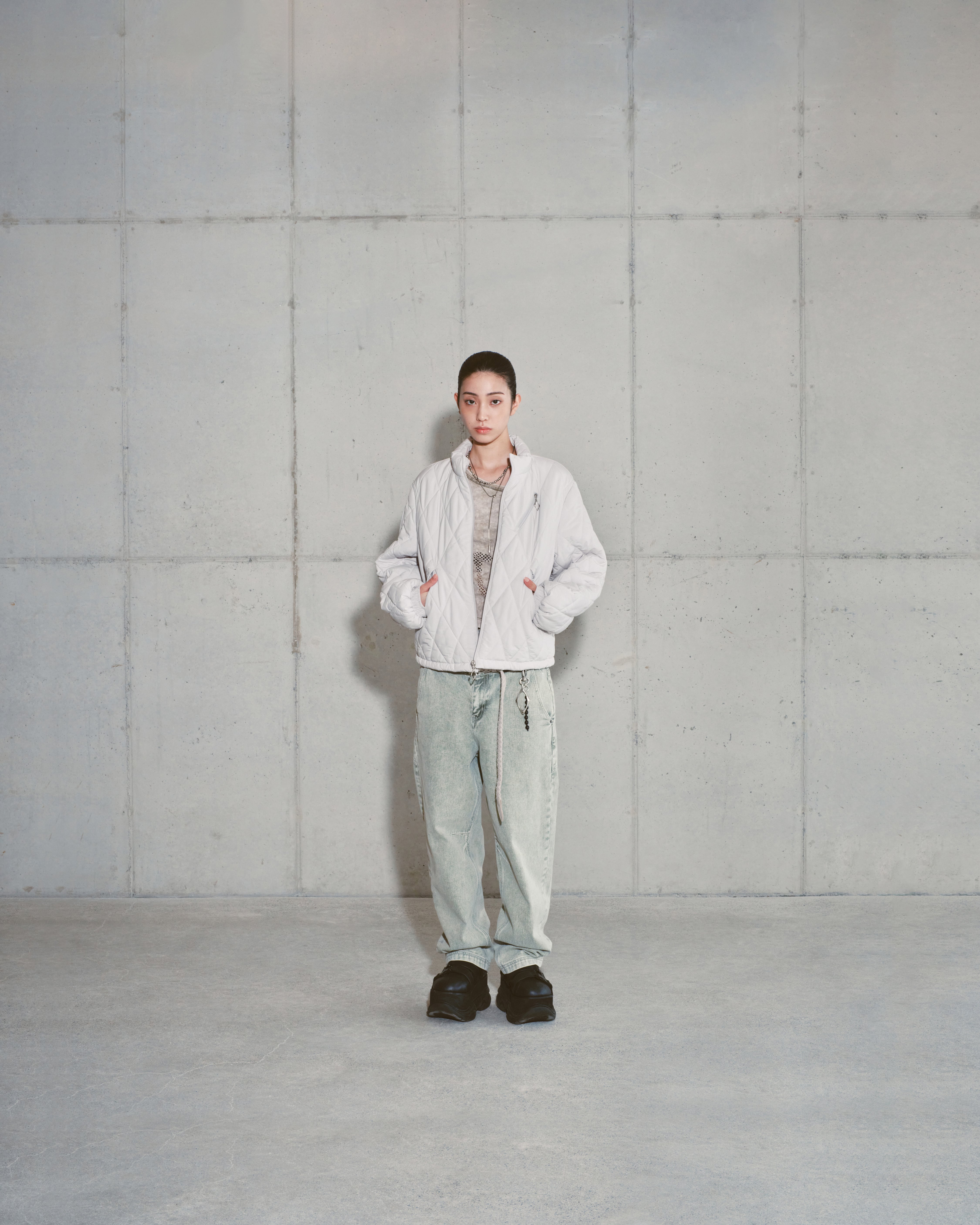 MSCHF] RHOMBUS QUILTED BOMBER JACKET_LIGHT PINK GREY ミスチーフ