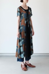 Lace up front exiotic pattern dress