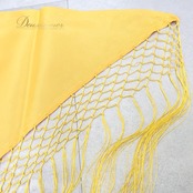 フラメンコ 衣装 シージョ ピキージョ イエロー系 ホワイト系 黄色 白 刺繍 フレコ フリンジ トライアングル 三角形 ダンス パーティ 華やか 飾り 小物 装飾 花柄 ステージ衣装 ダンス衣装 発表会