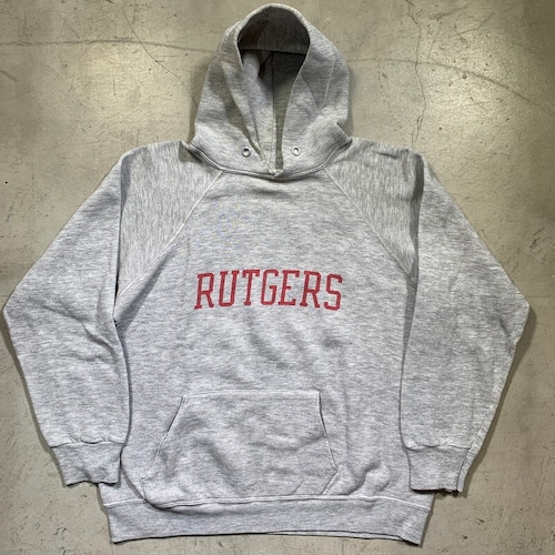 70's ~ Champion チャンピオン スウェットパーカー RUTGERS 染込みプリント カレッジ ラグランスリーブ 霜降りグレー バータグ LARGE USA製 希少 ヴィンテージ BA-1539 RM1958H