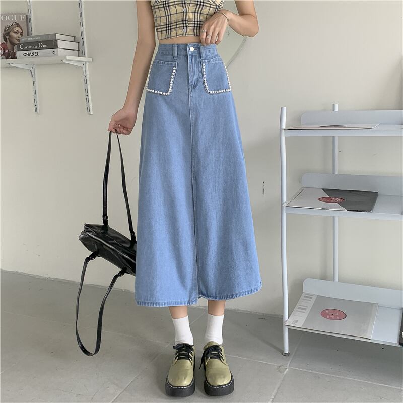 スカート サマーハイウェストウェストAライン 夏物 クレセントシティ23485647257