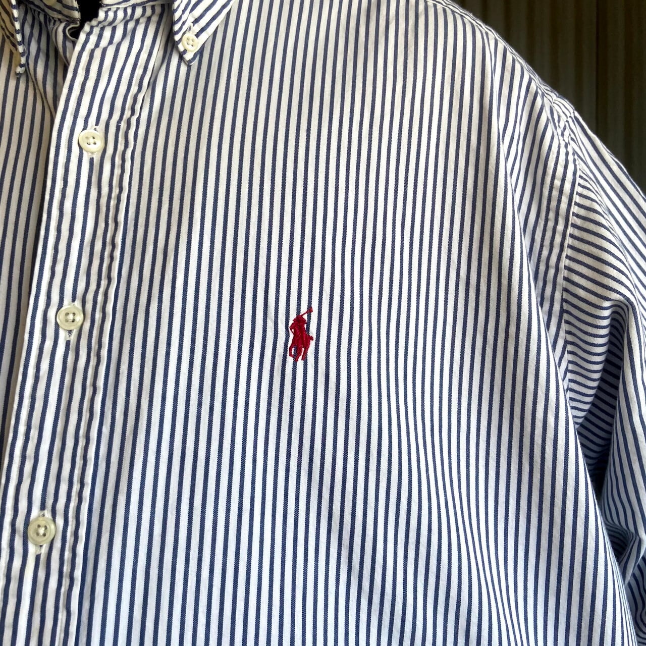 《希少》ラルフローレン⭐︎BD長袖シャツ L 刺繍ロゴ ネイビー NS561