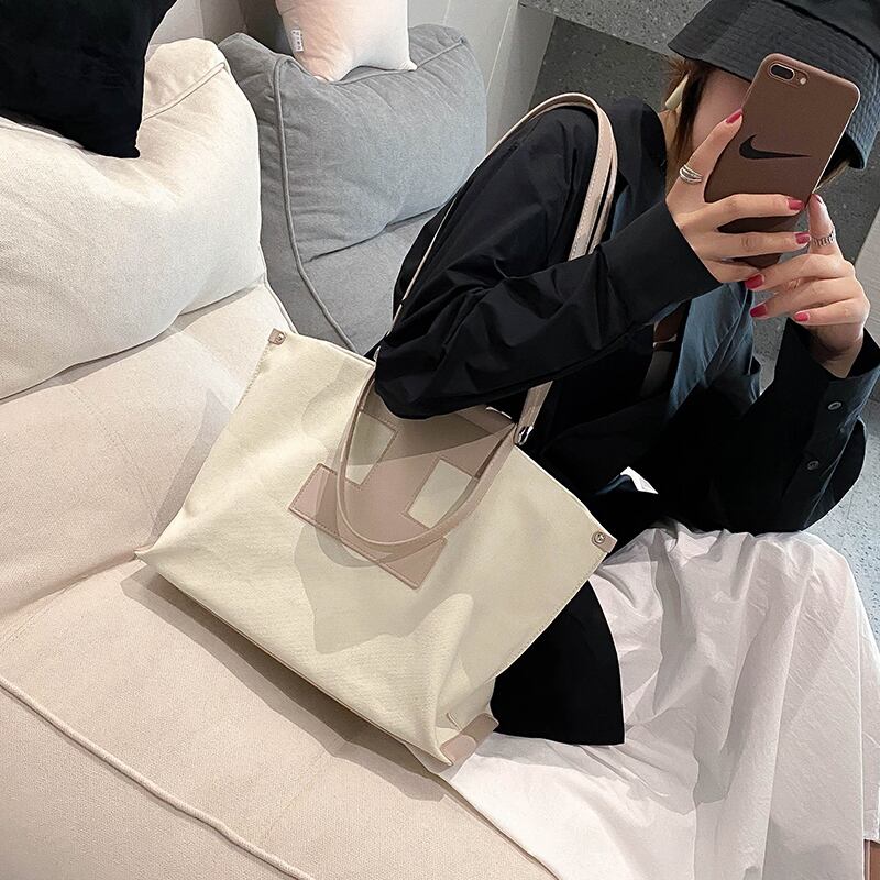 大容量バッグ女性バッグ2020新しいトレンディな野生のキャンバスショルダーバッグネット赤ファッションカジュアルトートバッグ Tiancai_Wing_Bag9807750