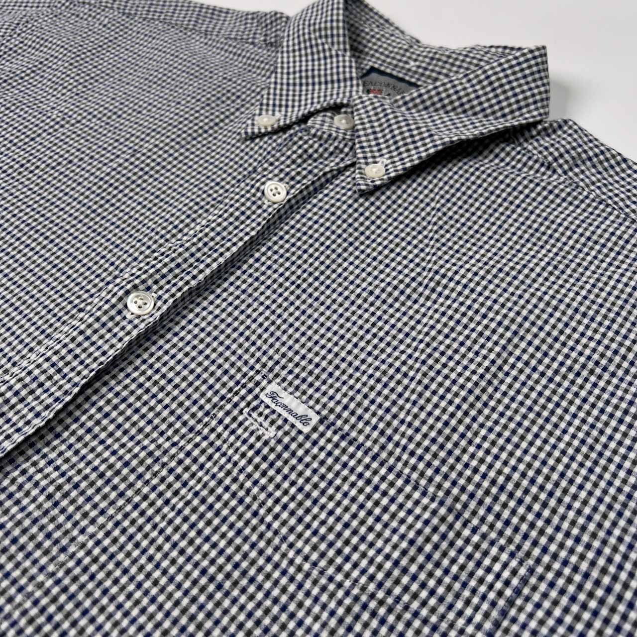 90s FACONNABLE ファソナブル フランスデザイン チェック柄 BD 半袖 シアサッカー シャツ サイズ M /メンズ/ビンテージ