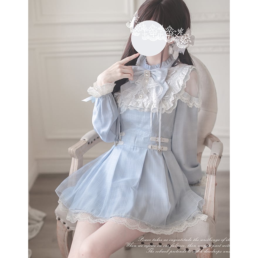 量産型 ゆめかわ ワンピース 水色 フリル レース ミニワンピース 長袖 量産型 ゆめかわ ワンピース 水色 フリル レース ミニワンピース 長袖