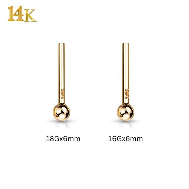ボディピアス 18G 16G 14G 刻印入り 14金 14K ゴールド ストレート