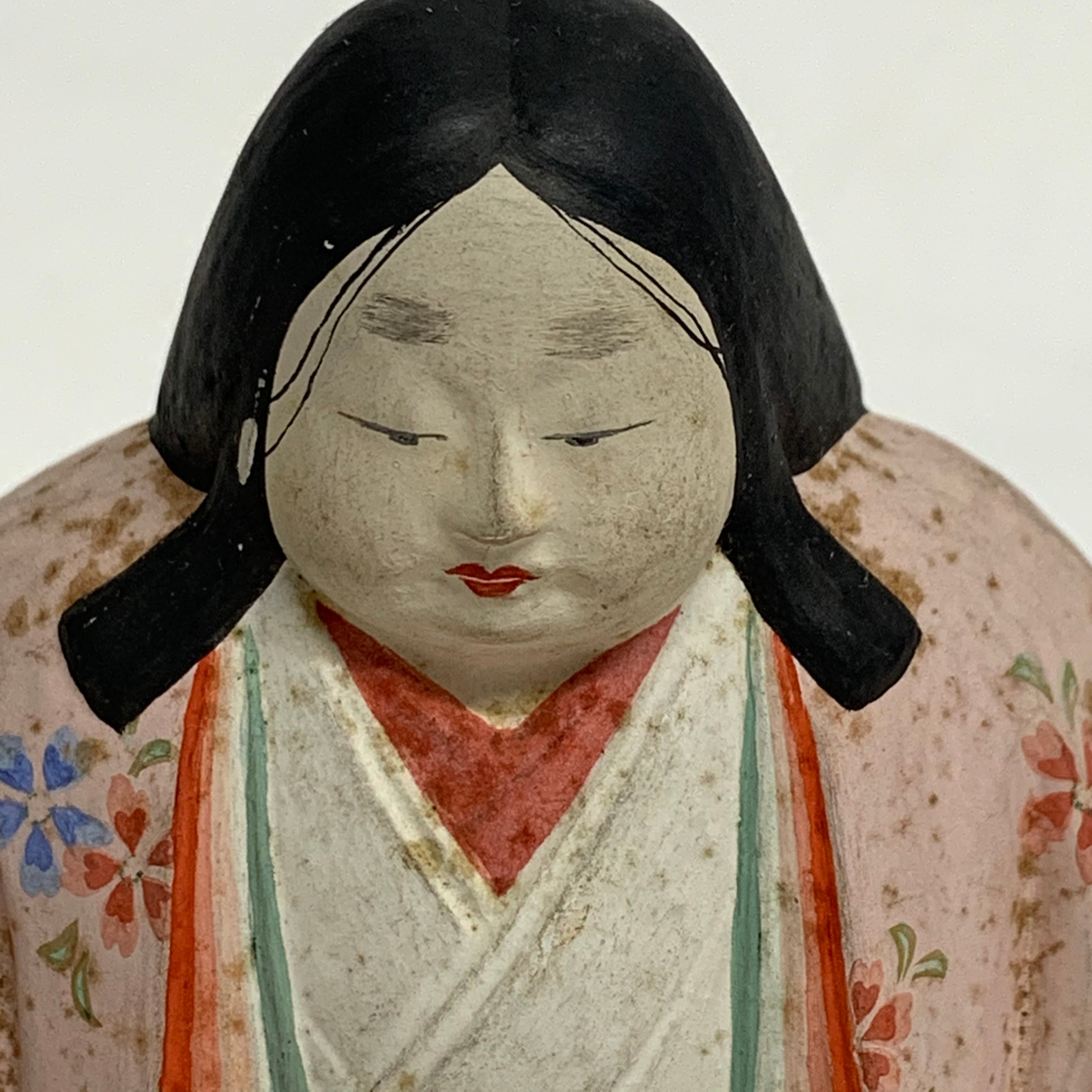 昭和初期 木彫、彩色 西山如拙作 雛人形 おひな様 共箱 昭和六年 共箱