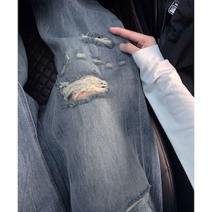 ダメージデニム ジーンズ レディース 春夏秋冬 韓国 ストリート系 アメカジ 大人 カジュアル おしゃれ レトロ ヴィンテージ デニムパンツ ハイウエスト ストレートデニム 大人可愛い 大人女子