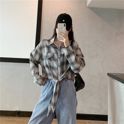 ✞ シャツブラウス大人女子☆チェック柄♥カワイイ♥カジュアルトップス レース スウィート レースアップ ✞ゴスロリ SM ミリ 甘ロリ クラロリ 和ロリ エレガント 黒ロリ 姫ロリ 華ロリ BB-BB9472853