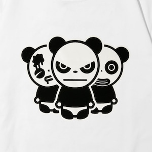 送料無料 【HIPANDA ハイパンダ】メンズ 3パンダ フロッキープリント Tシャツ MEN'S TRIO LOGO FLOCKY PRINT SHORT SLEEVED T-SHIRT / WHITE・BLACK