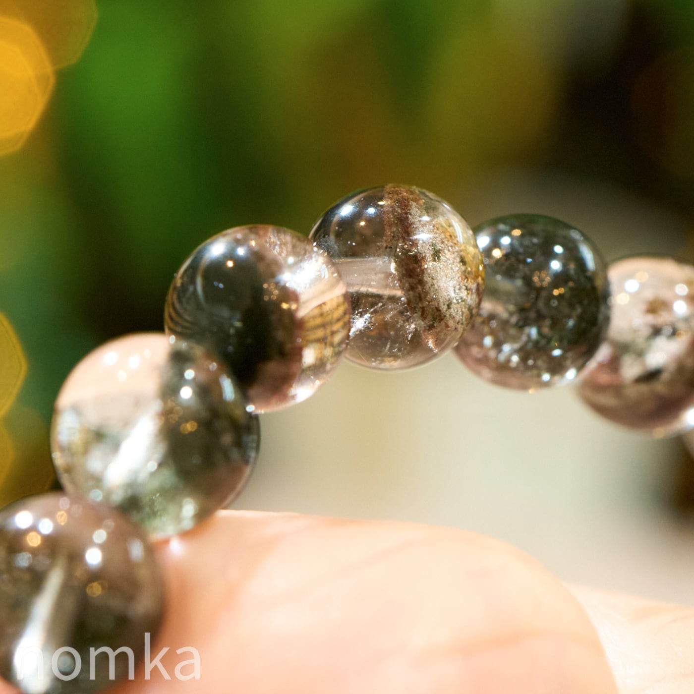 【手元に宿る秘密の庭】ブラジル産 ガーデンクォーツ 一連ブレスレット (8mm珠/約16cm)