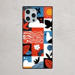受注生産 iPhoneケース 赤い波と太陽の民芸パネル｜フォークアート FMSY007C