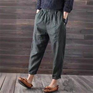 テイパードパンツ 9分丈 レディース 3色 M-L リネンパンツ ウエストゴム 涼しい ゆったり カジュアル 春夏 25zm1928