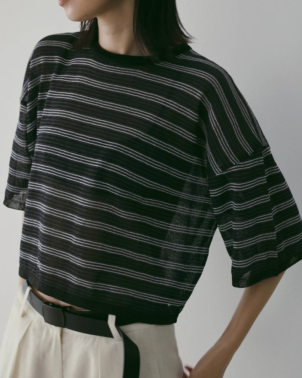 anuke(アンヌーク) Sheer Border Knit | サウスオレンジ｜メンズ