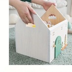 大きめ 収納 ボックス ハウス模様  小物 木製 収納ケース 蓋付き おしゃれ 北欧風 ins風 卓上置き 置き物