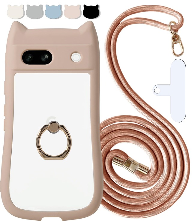 shinyle 対応pixel 8a ケース クリア 猫耳 ショルダー ストラップ付き リング付き スマホカバー for google pixel 8a 可愛い おしゃれ 透明ケース 耐衝撃 携帯ケース スマホカバー 8A グーグルピクセル適用 肩掛け 首掛け スマホケース リング ぐーくるぴくせる向けの かわいい クリアケース 肩掛け 首掛け カバー