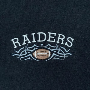 【PORTAUTHORITY】NFL Las Vegas Raiders アメフト アーチロゴ 刺繍 ハーフジップ ワンポイントロゴ スウェット トレーナー プルオーバー 黒 ラスベガス・レイダース US古着