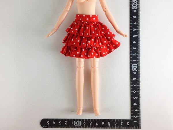 ドール服 1/6 女性用25 ティアードスカート 赤白ドット A-9 - 画像1
