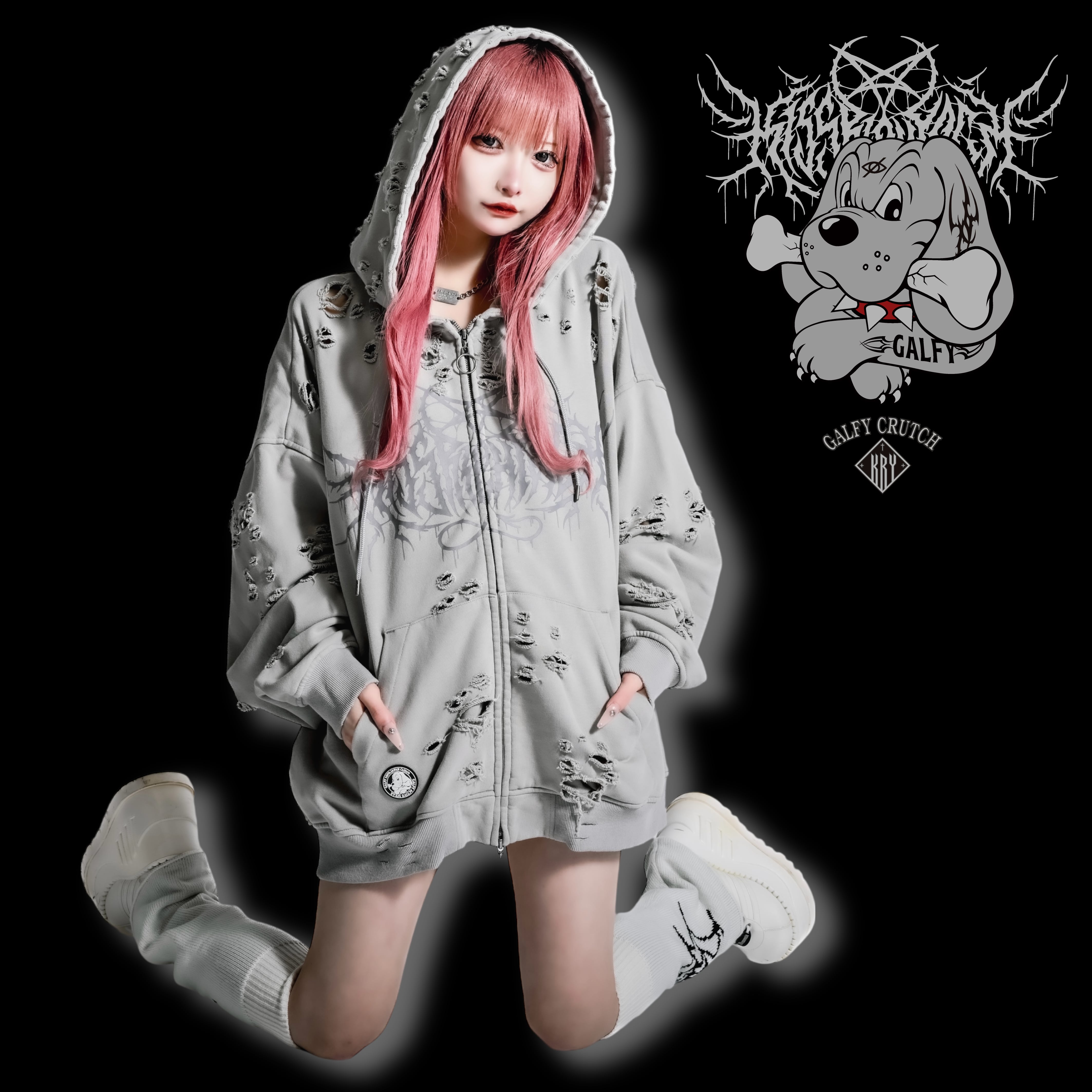 予約】「ブリーチぼろぼろパーカー」 | KRY clothing