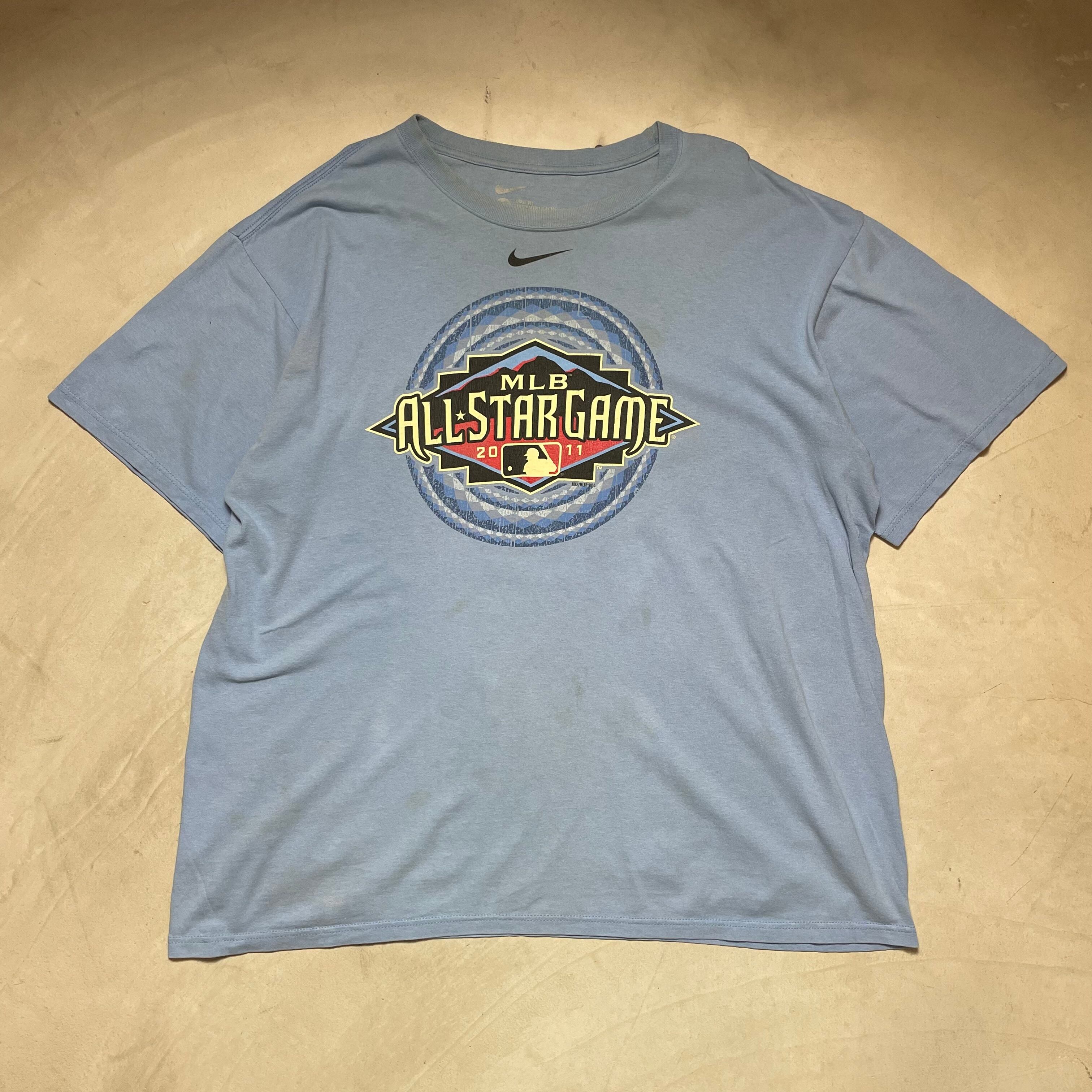 NIKE ナイキ プリント Tシャツ メンズ XL 古着 水色