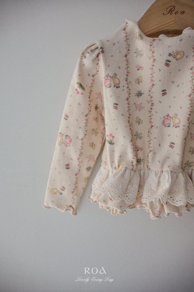 【即納】ROA/Spring Lace Frill T-shirt(cream/M)