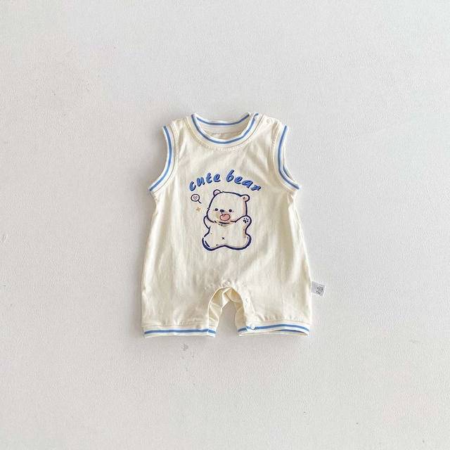 【BABY】ハイファイブくまノースリーブロンパース - 13
