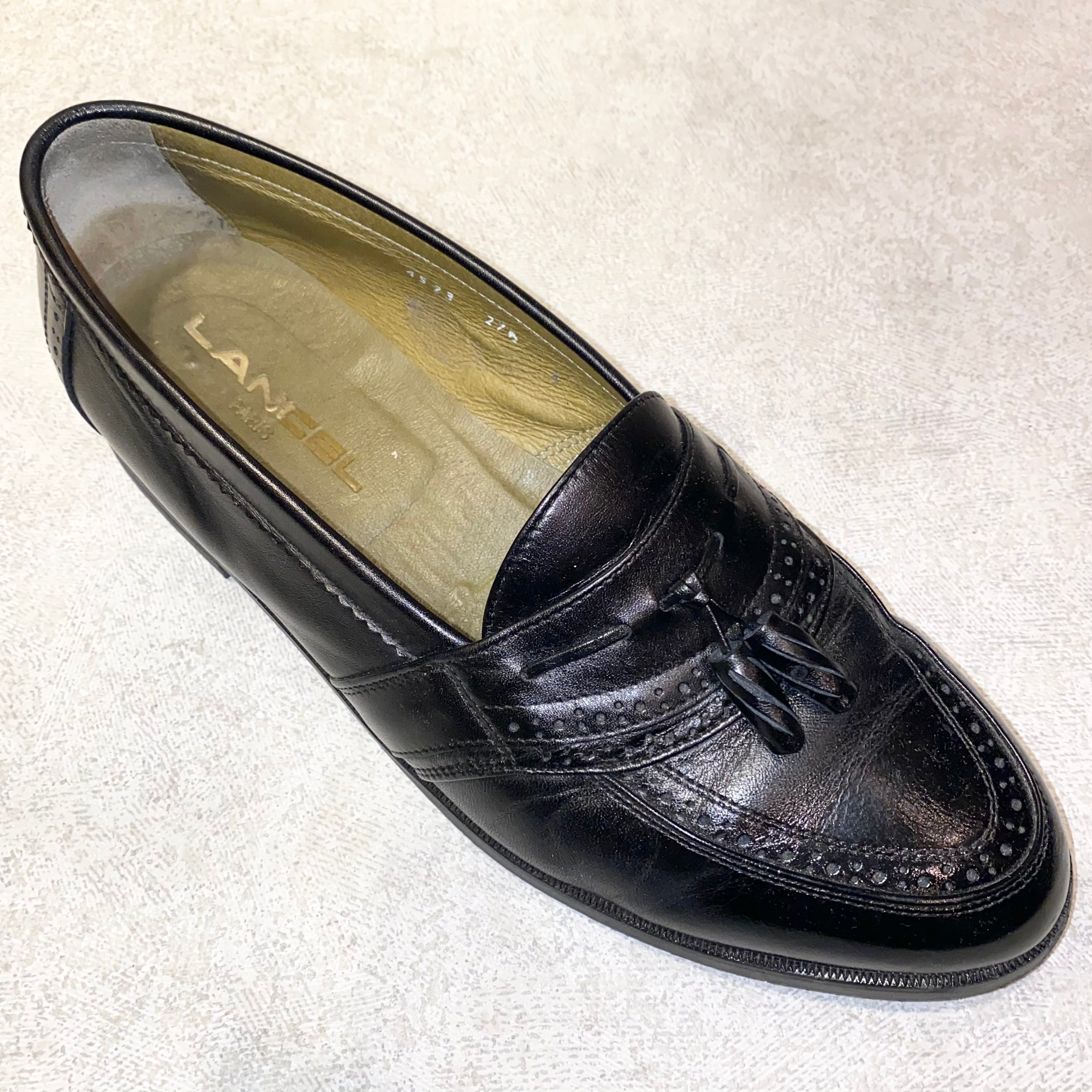 old LANCEL black leather tassel loafers | NOIR ONLINE