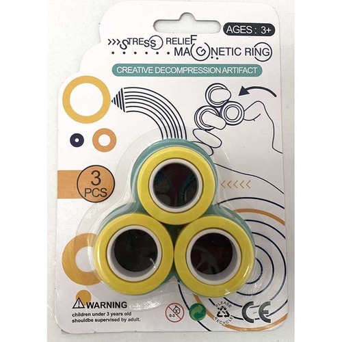 マグネティックリング 3個入 1パック イエロー  Stress Relief Magnetic Ring 3pieces