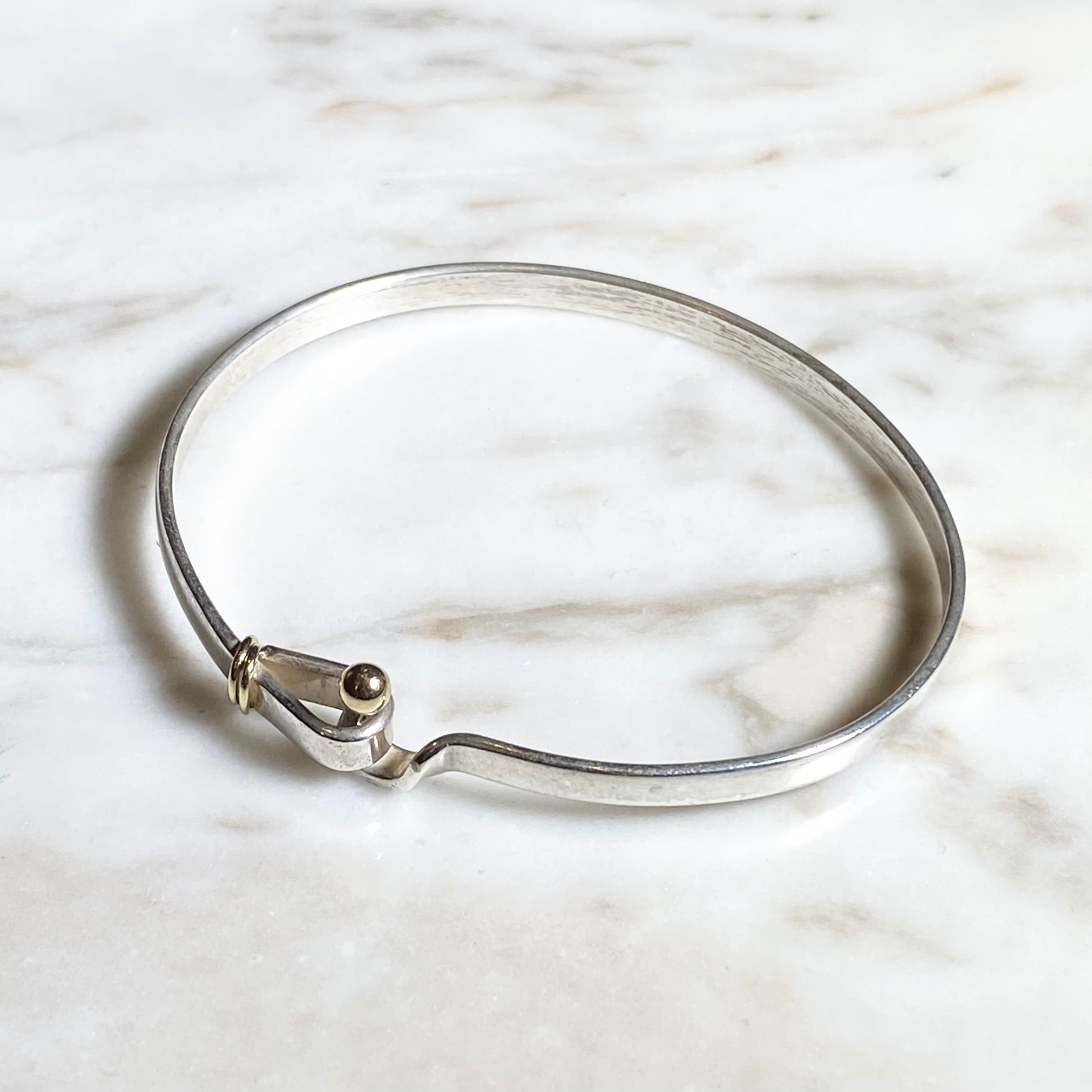 vintage TIFFANY silver × k18 hook design bracelet “hook&eye