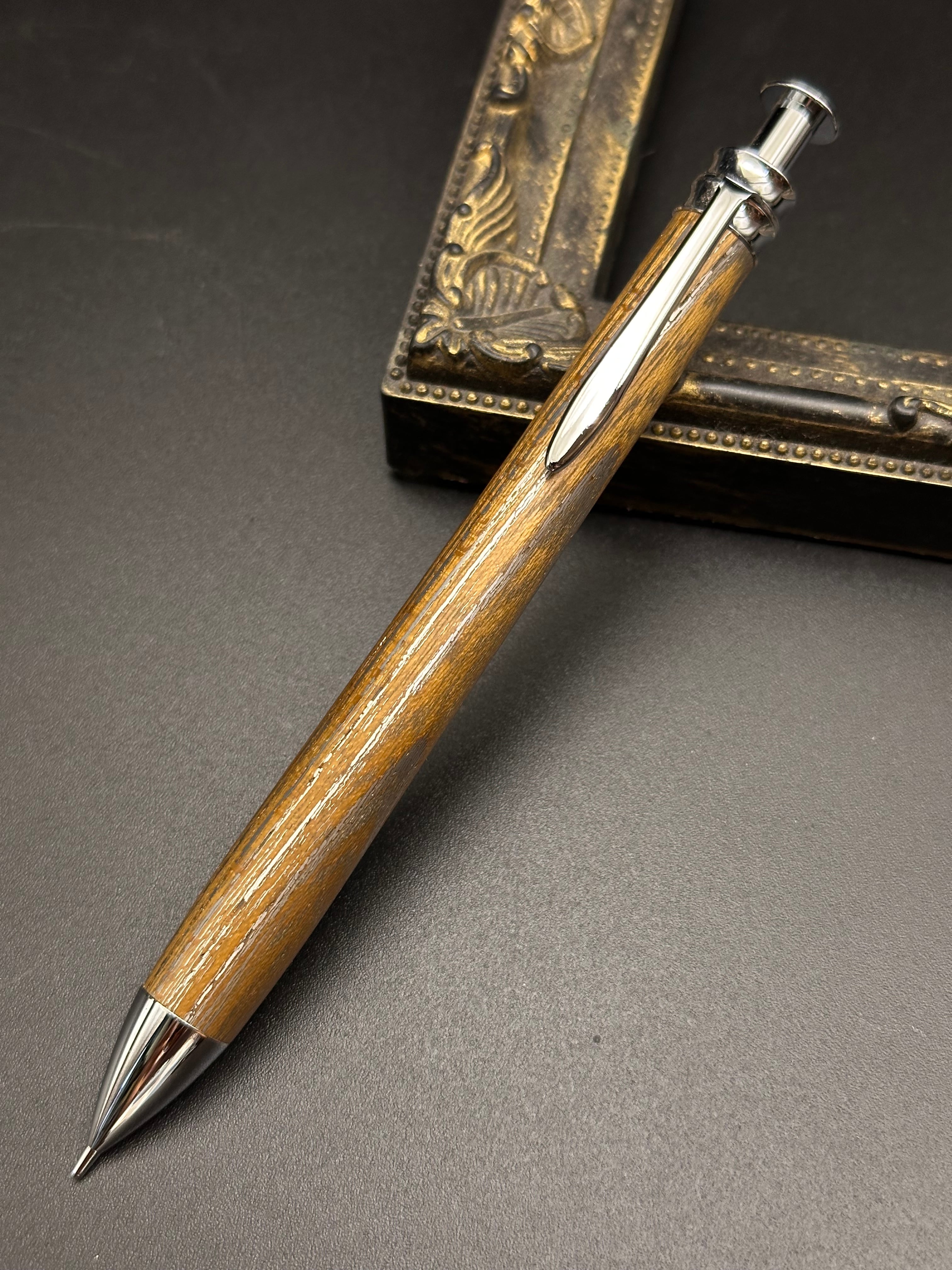 極上アンボイナバール(紅白杢)/細軸シャープペン(オリジナル金具