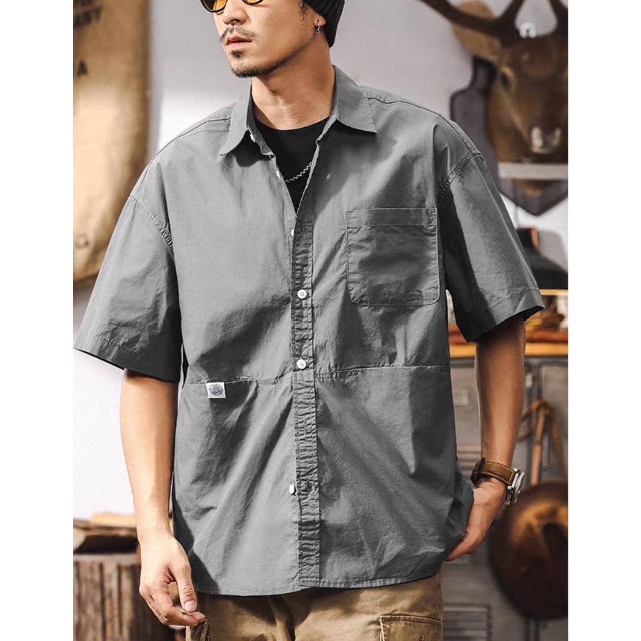 Back logo patch work shirt 1473 - 13