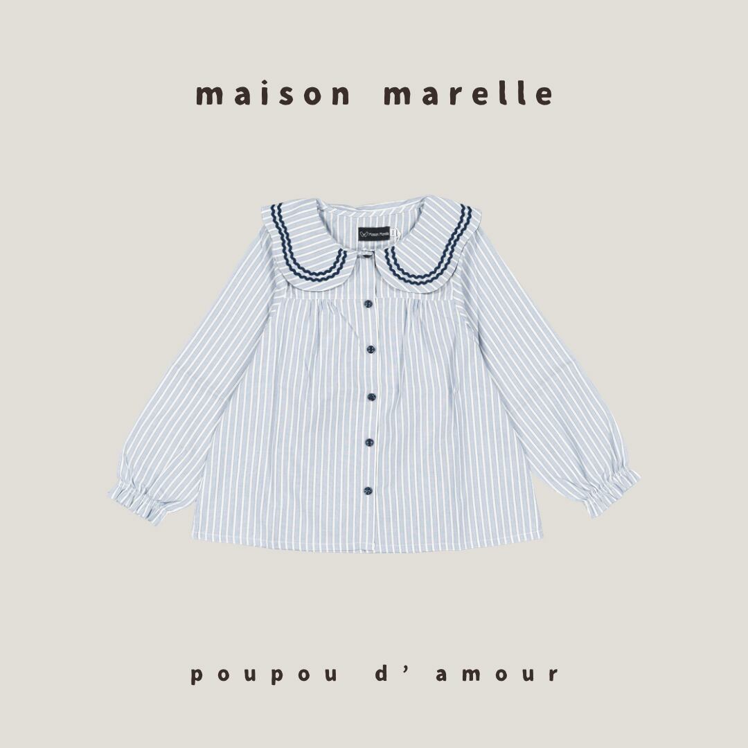 12M~5Y 送料無料【予約】maison marelle|Blouse PASSY - blue stripes(11月上旬以降入荷予定)