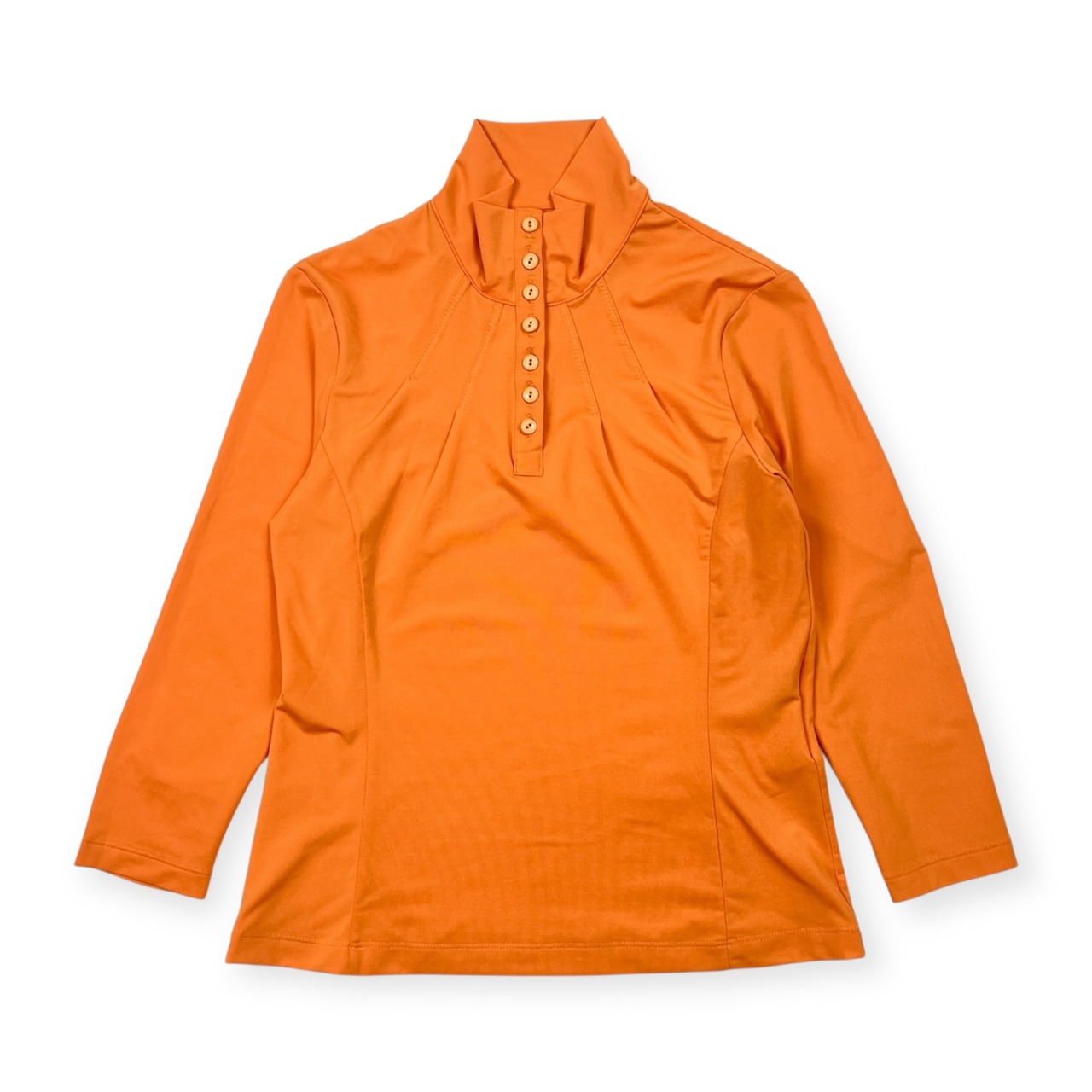 HIROKO BIS ヒロコビス ハイネック ハーフボタン 七分袖 ドライシャツ 9/オレンジ レディース
