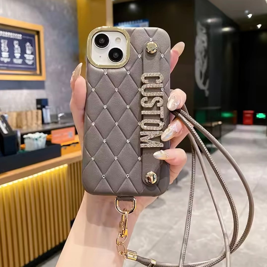 ショルダー付き キルティング ストーン レザー カスタム 名前入れ