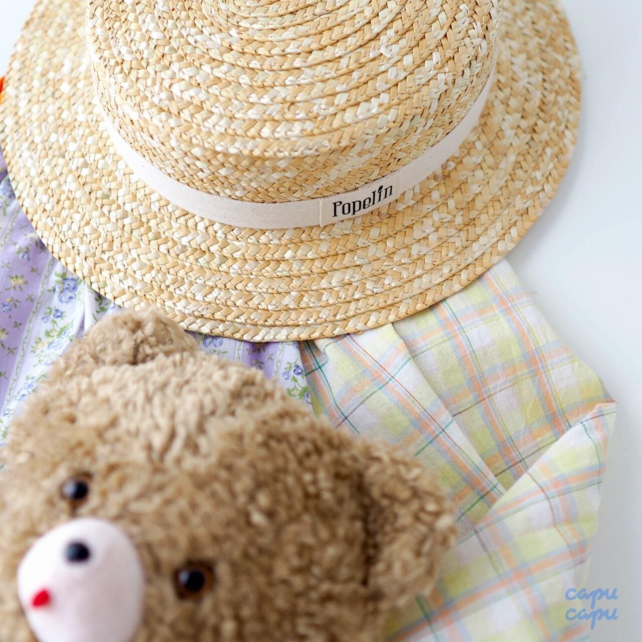 即納»«日本正規品» Popelin Floral Natural Straw Hat ストローハット